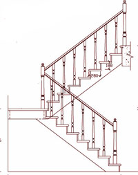 Лестница с поворотом на 1/2 через промежуточную площадку