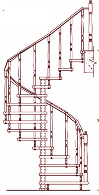 Винтовая лестница с поворотом на 3/4