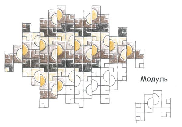 Раскладка мозаичного ковра из натурального камня